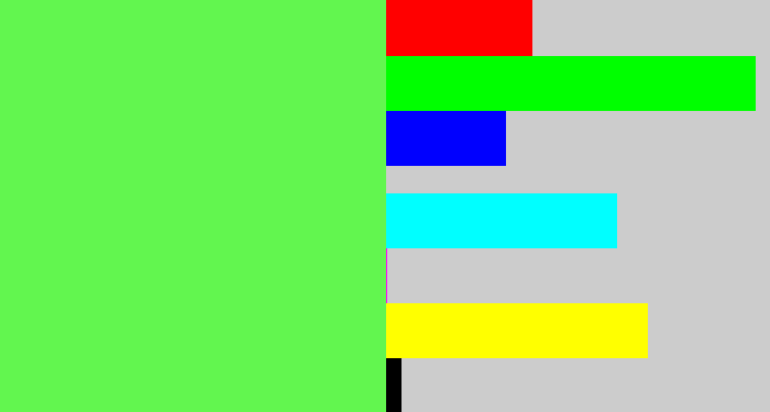 Hex color #62f64f - light bright green