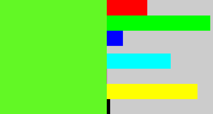 Hex color #62f825 - toxic green