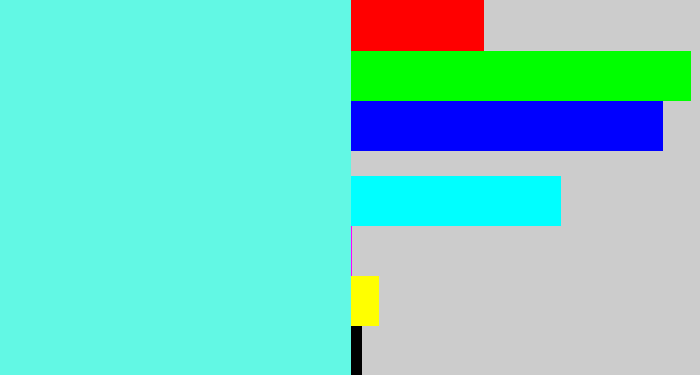 Hex color #62f8e4 - tiffany blue