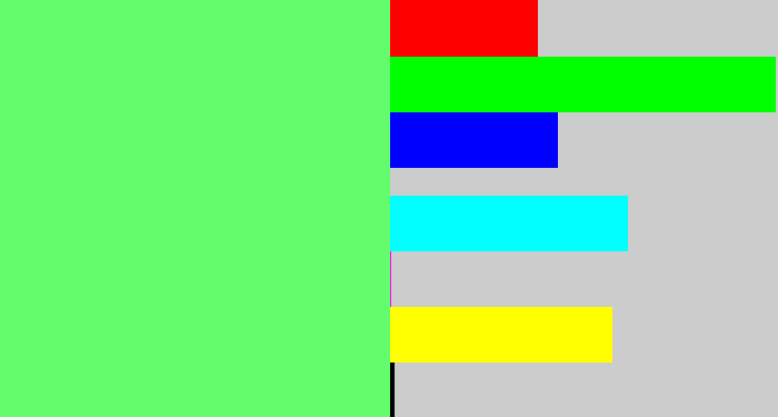 Hex color #62fc6d - lighter green
