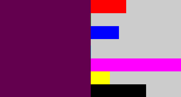 Hex color #63004e - rich purple