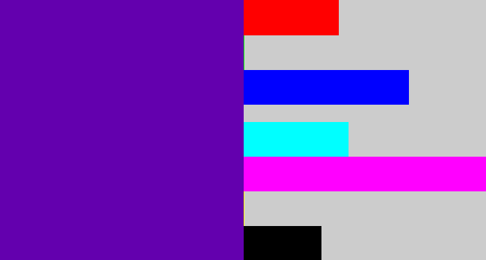 Hex color #6300ae - violet blue