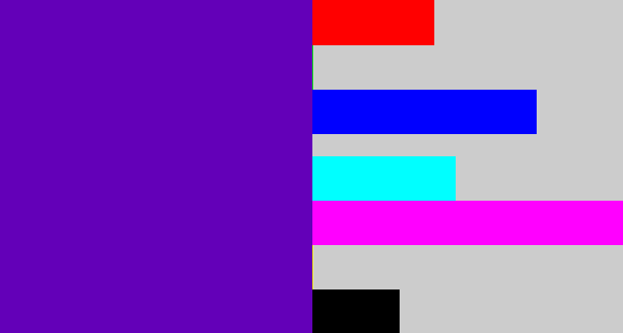 Hex color #6300b8 - violet blue