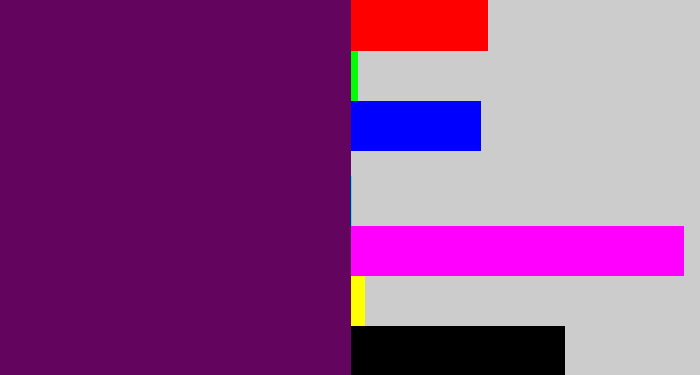 Hex color #63055f - rich purple