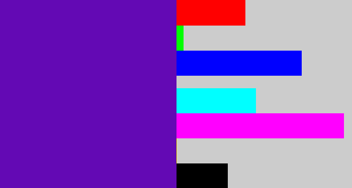 Hex color #6309b4 - violet blue