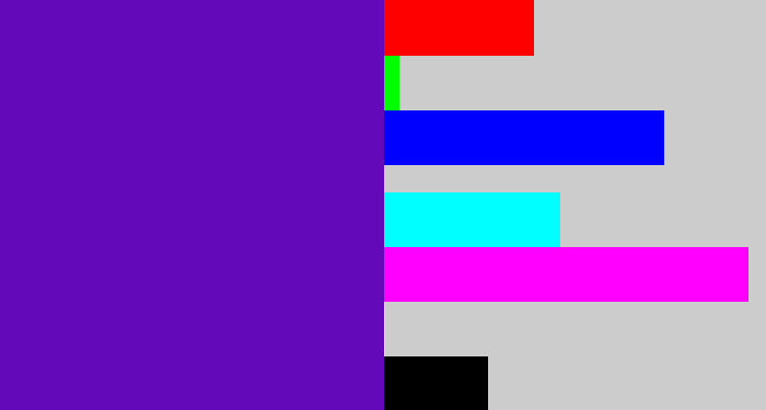 Hex color #6309b9 - violet blue