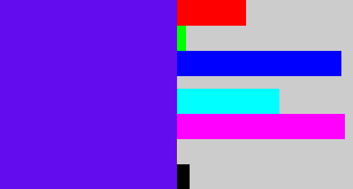 Hex color #630cee - blue violet