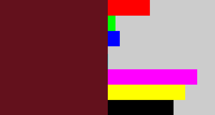 Hex color #63111c - maroon