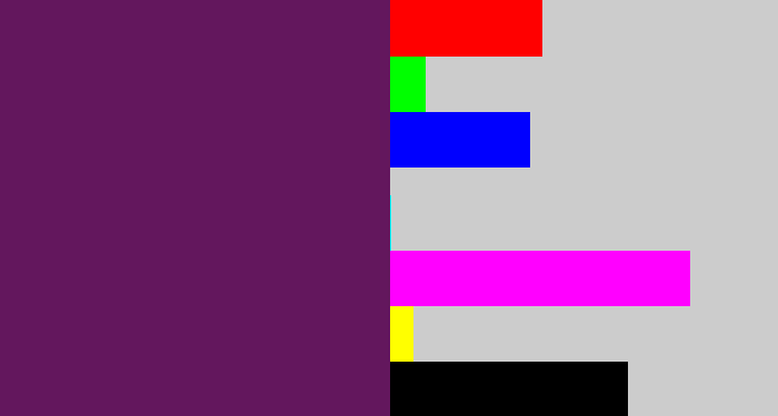 Hex color #63175d - grape purple