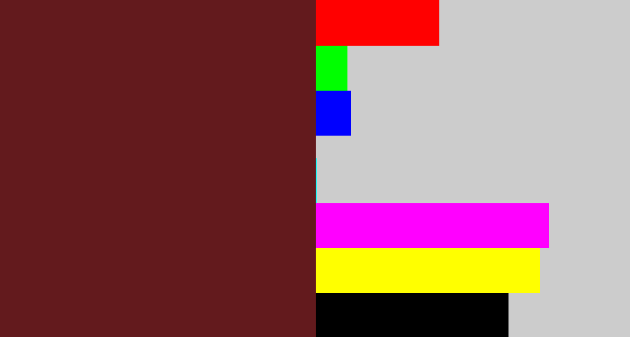 Hex color #631a1d - maroon