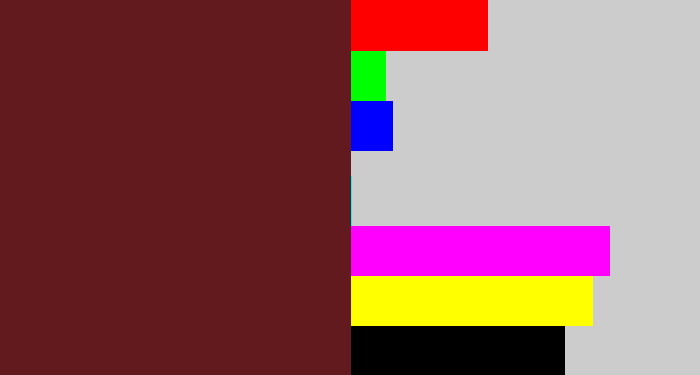Hex color #631a1f - maroon