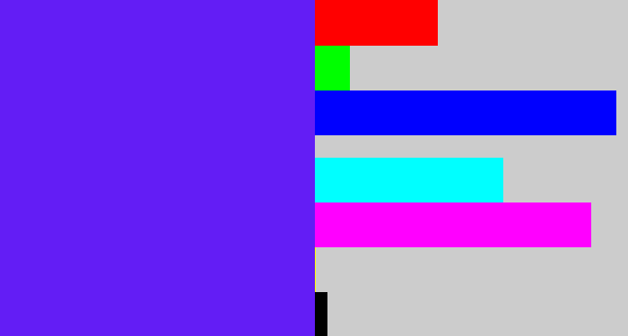 Hex color #631df5 - purplish blue