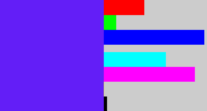 Hex color #631ef7 - purplish blue