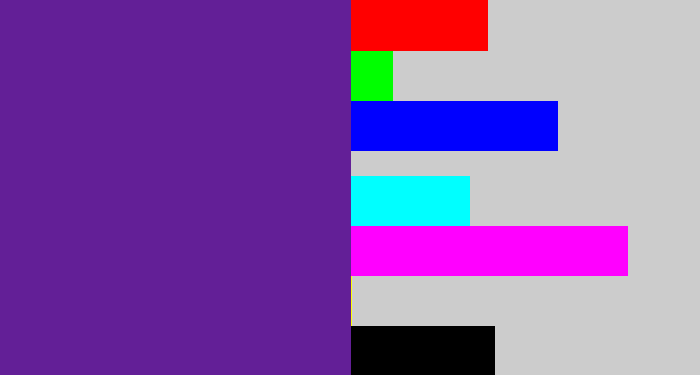 Hex color #631f97 - purple