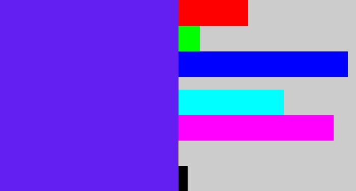 Hex color #631ff1 - purply blue