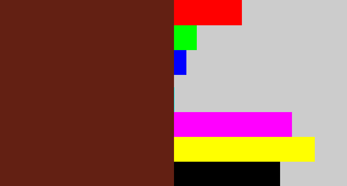 Hex color #632013 - reddy brown