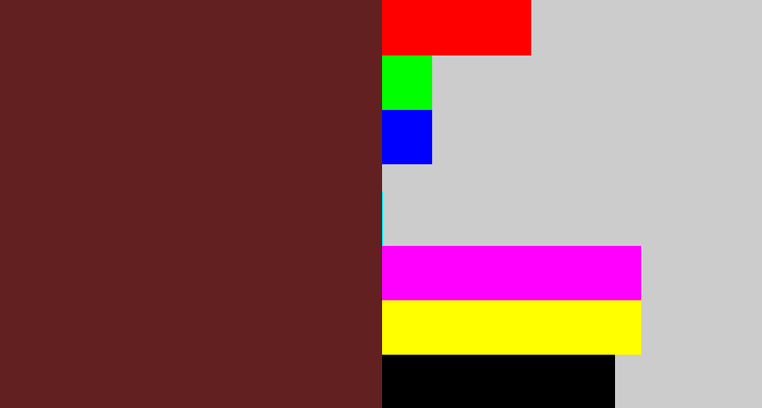 Hex color #632020 - maroon