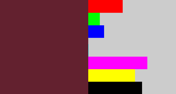 Hex color #63212f - plum