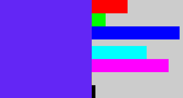 Hex color #6326f5 - purplish blue