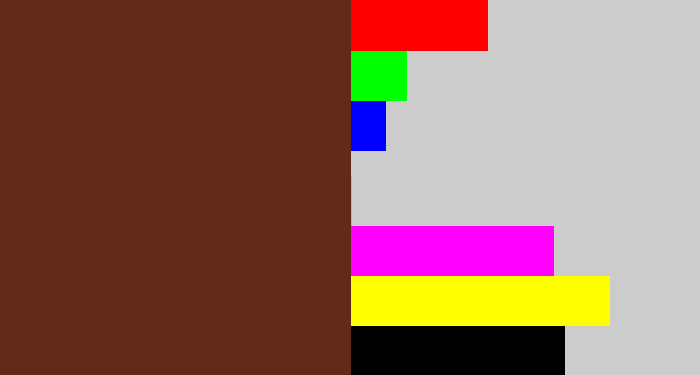 Hex color #632a1a - brown