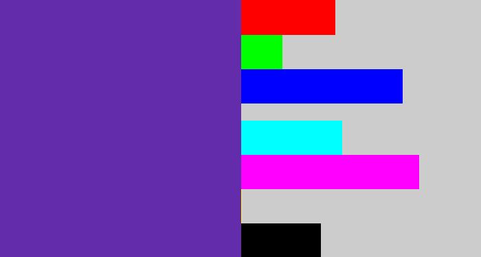 Hex color #632cab - purple