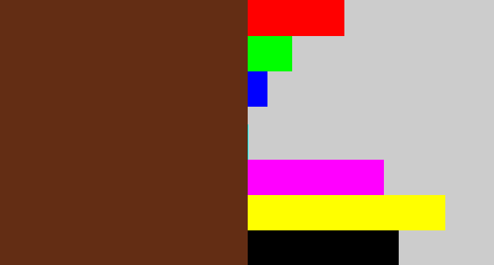 Hex color #632d14 - brown