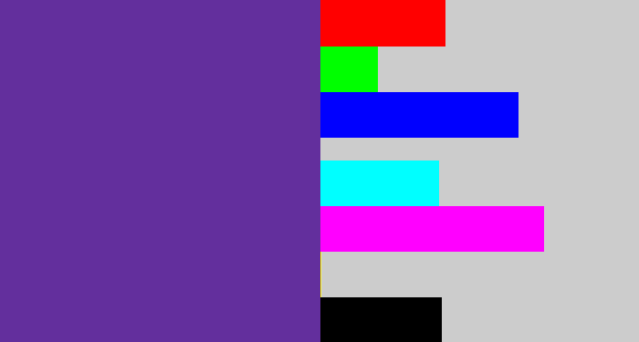 Hex color #632f9d - purple