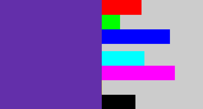 Hex color #632faa - bluey purple