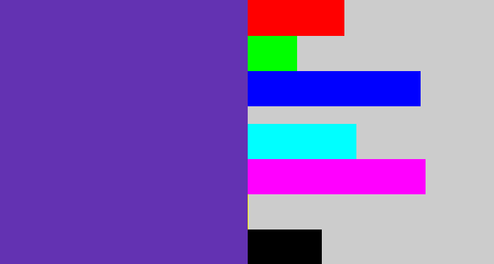Hex color #6332b2 - bluey purple