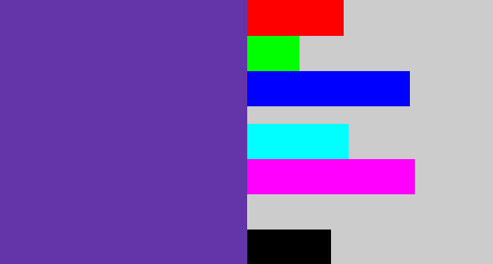 Hex color #6335a8 - bluey purple