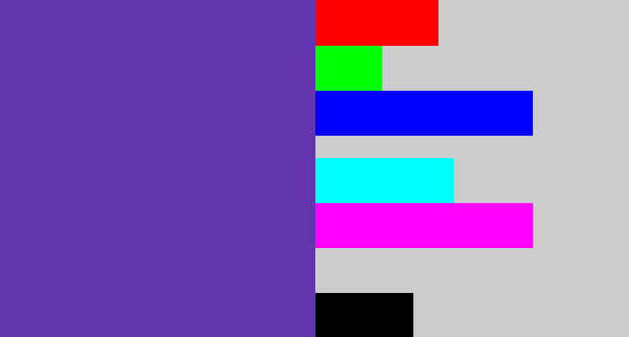 Hex color #6336b0 - bluey purple