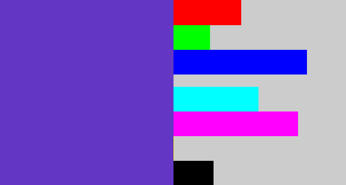 Hex color #6336c4 - bluey purple