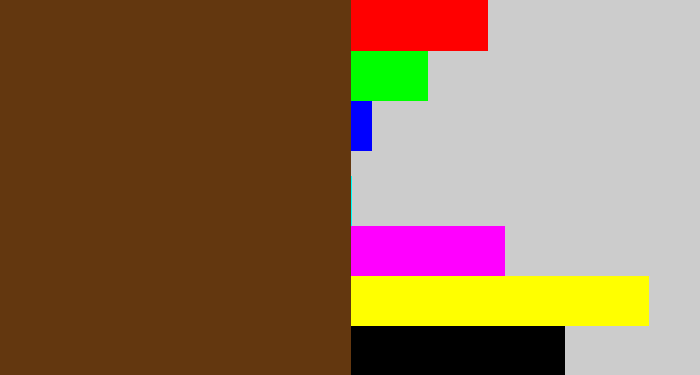 Hex color #63370f - brown