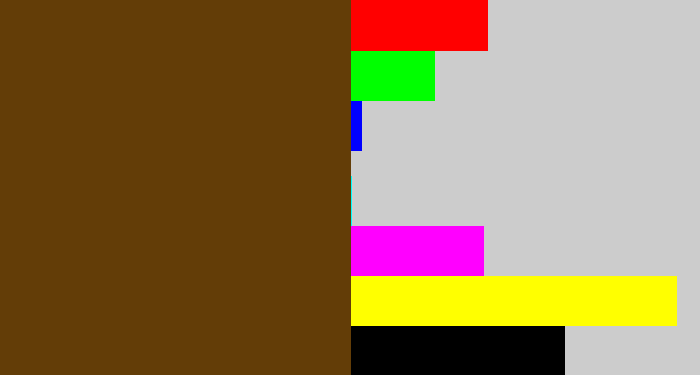 Hex color #633d07 - brown