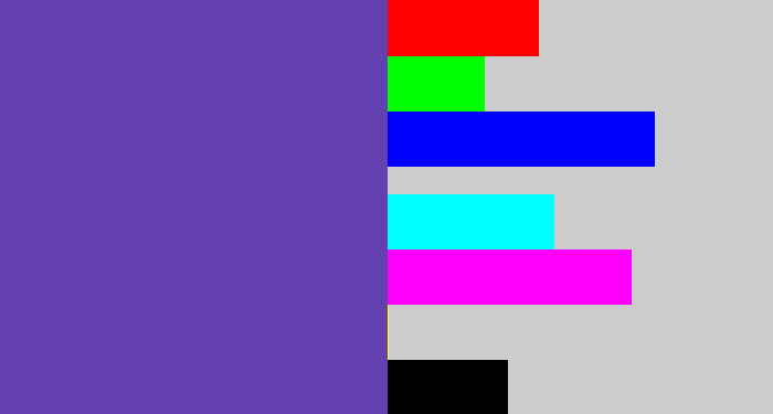 Hex color #6340af - bluey purple
