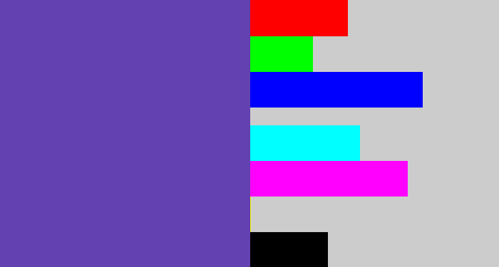 Hex color #6341b0 - bluey purple