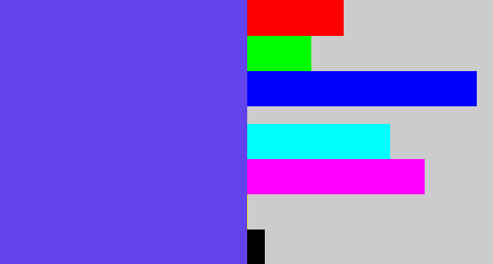 Hex color #6343ec - purpleish blue