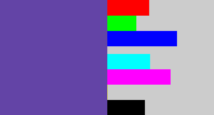 Hex color #6344a6 - bluey purple