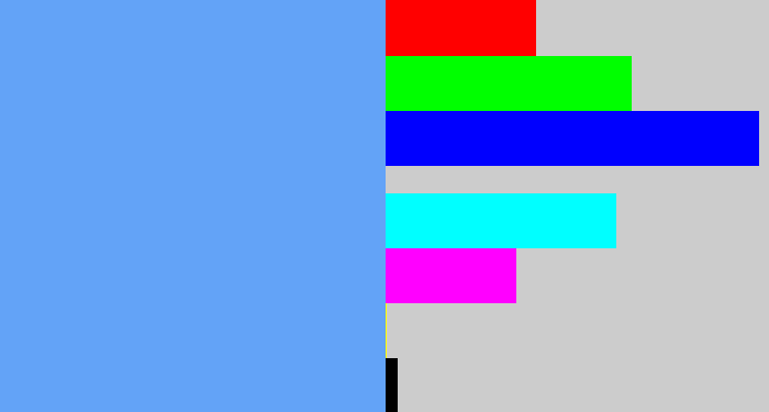 Hex color #63a3f7 - soft blue