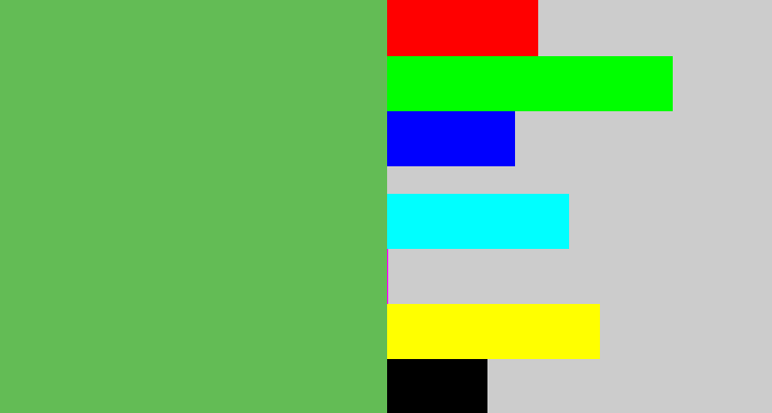 Hex color #63bc55 - boring green