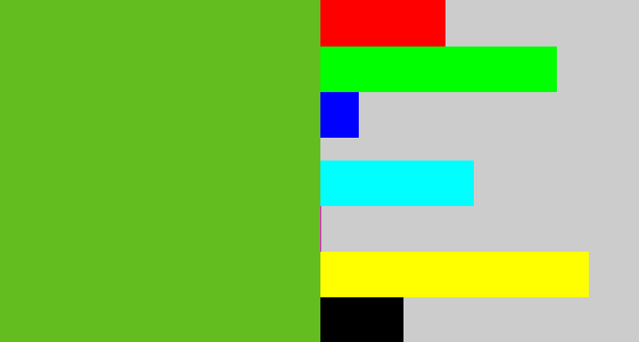 Hex color #63bd1f - grass