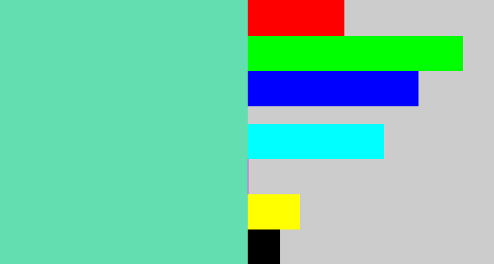 Hex color #63deb0 - light greenish blue