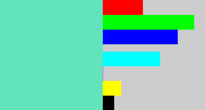 Hex color #63e3bb - light greenish blue