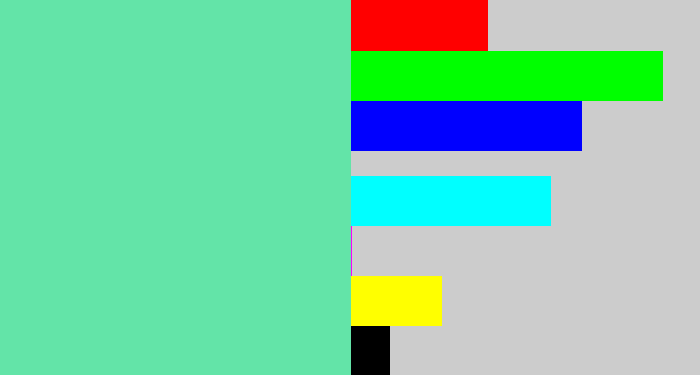 Hex color #63e4a8 - light greenish blue