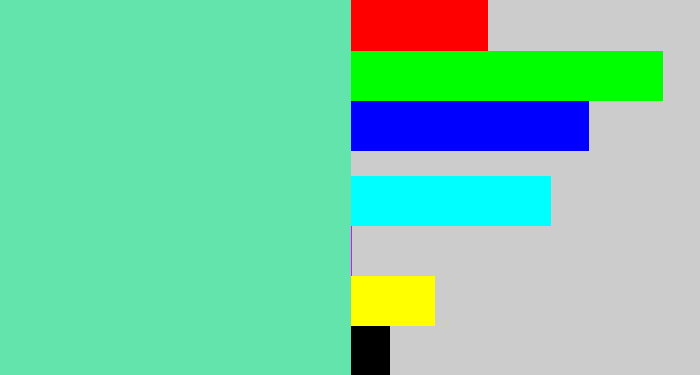 Hex color #63e4ad - light greenish blue