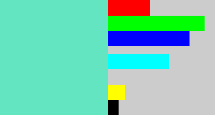 Hex color #63e5c1 - light greenish blue