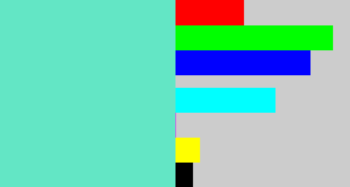 Hex color #63e6c5 - light greenish blue