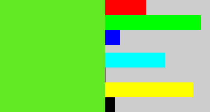 Hex color #63e824 - toxic green