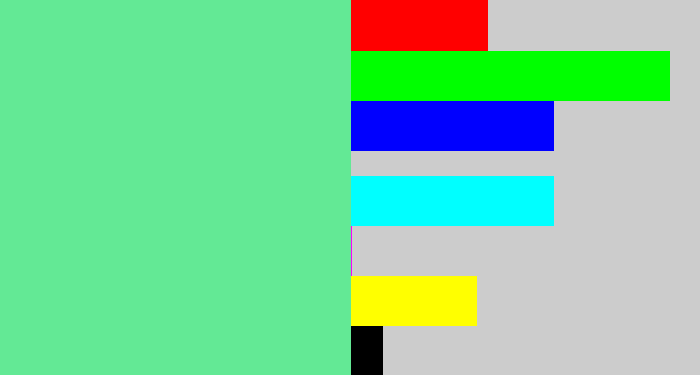 Hex color #63e995 - light green blue