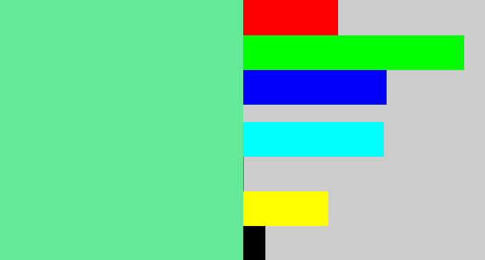 Hex color #63e997 - light green blue